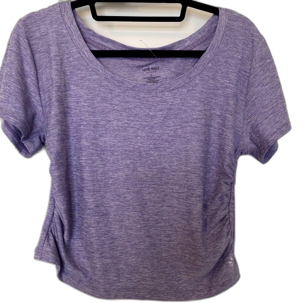 Nine West Shirt Size Large Lavender NWT Yoga Gym‎ Wicking Cutout Back $46 New!
